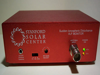 This is the front of a Sudden Ionospheric Disturbance (SID)
monitor, which can detect sudden changes in Earth's
<a href="/earth/Atmosphere/ionosphere.html&edu=high&dev=">ionosphere</a> caused
by <a href="/sun/atmosphere/solar_flares.html&edu=high&dev=">solar
flares</a> and
similar <a href="/sun/solar_activity.html&edu=high&dev=">solar
activity</a>.
The Earth's ionosphere is critical to our ability to communicate via <a href="/physical_science/magnetism/em_radio_waves.html&edu=high&dev=">radio
waves</a> over
long distances.<p><small><em> Image courtesy Stanford SOLAR Center.</em></small></p>